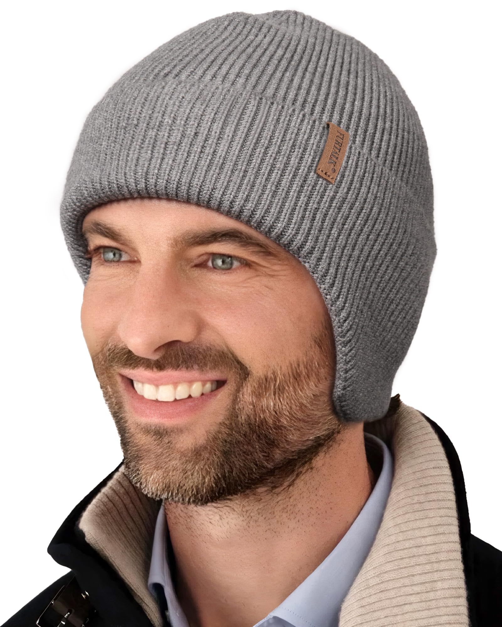 FURTALK Winter Beanie Hats with Earflap for Men Warm Fleece Line Knitted Outdoor Caps